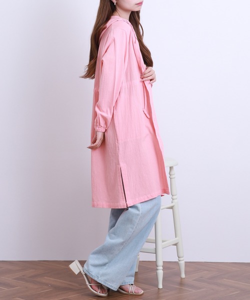 crossi(クロッシー)の「フード付ウエストドロスト リネン ロングカーディガン(カーディガン/ボレロ・レディース・ピンク・38)」の7枚目の写真