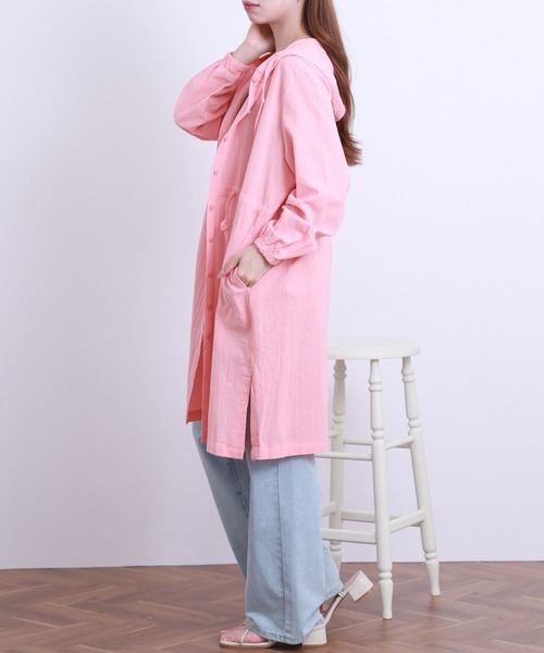 crossi(クロッシー)の「フード付ウエストドロスト リネン ロングカーディガン(カーディガン/ボレロ・レディース・ピンク・38)」の8枚目の写真
