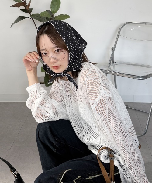 mellomela.(メロメラ)の「ベルト&ブラトップ付きボヘミアンニット(ニット/セーター・レディース・ブラック/ホワイト・FREE)」の1枚目の写真