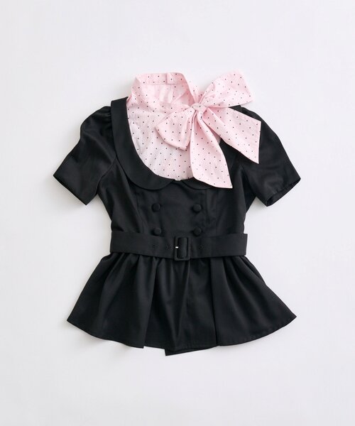 OLIVE des OLIVE(オリーブデオリーブ)の「【インフルエンサー企画】miko ribbon peplum jacket(テーラードジャケット・レディース・ブラック/ピンク・FREE)」の14枚目の写真