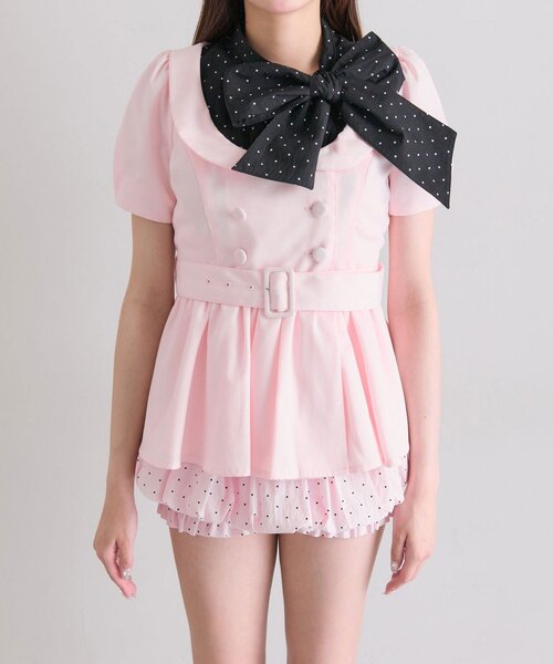 OLIVE des OLIVE(オリーブデオリーブ)の「【インフルエンサー企画】miko ribbon peplum jacket(テーラードジャケット・レディース・ブラック/ピンク・FREE)」の18枚目の写真