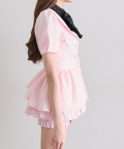 OLIVE des OLIVE(オリーブデオリーブ)の「【インフルエンサー企画】miko ribbon peplum jacket(テーラードジャケット・レディース・ブラック/ピンク・FREE)」の19枚目の写真