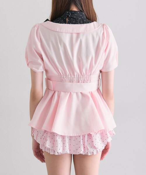 OLIVE des OLIVE(オリーブデオリーブ)の「【インフルエンサー企画】miko ribbon peplum jacket(テーラードジャケット・レディース・ブラック/ピンク・FREE)」の3枚目の写真