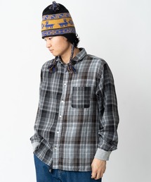 2WAYショールカラーチェックネルシャツ