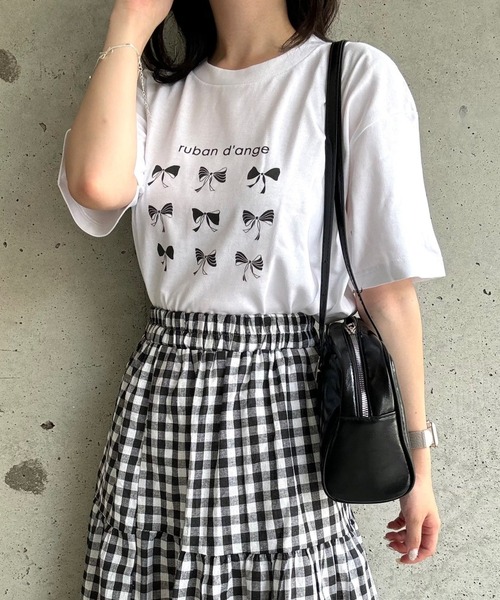 tunee(チュニー)の「リボンいっぱい半袖Tシャツ(hsyd)(Tシャツ/カットソー・レディース・ホワイト・LARGE)」の2枚目の写真