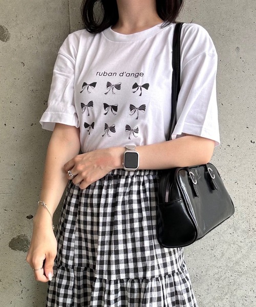 tunee(チュニー)の「リボンいっぱい半袖Tシャツ(hsyd)(Tシャツ/カットソー・レディース・ホワイト・LARGE)」の3枚目の写真