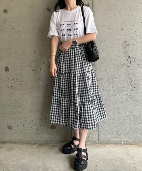 tunee(チュニー)の「リボンいっぱい半袖Tシャツ(hsyd)(Tシャツ/カットソー・レディース・ホワイト・LARGE)」の5枚目の写真