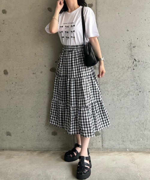 tunee(チュニー)の「リボンいっぱい半袖Tシャツ(hsyd)(Tシャツ/カットソー・レディース・ホワイト・LARGE)」の6枚目の写真