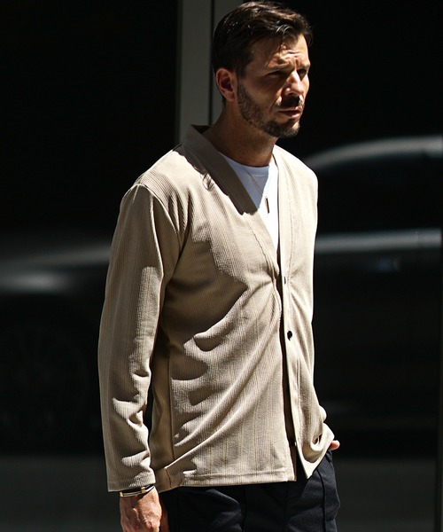 SOMEDIFF(サムディフ)の「【SOMEDIFF】シアーサマーカーディガン メンズ トップス 夏服(カーディガン/ボレロ・メンズ・ブラック/グレイッシュベージュ/オリーブ・XL/L/M/S)」の18枚目の写真