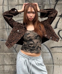 mindseeker（マインドシーカー）の「Leopard Denim Jacket / レオパードショート丈デニムジャケット（デニムジャケット）」