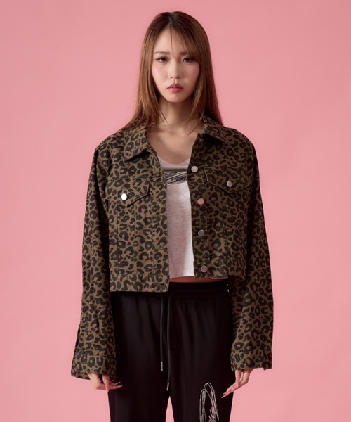 mindseeker girls（マインドシーカーガールズ）の「Leopard Denim Jacket / レオパードショート丈デニムジャケット（デニムジャケット・レディース・ブラウン/カーキ・FREE）」の19枚目の写真
