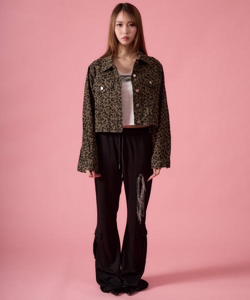 mindseeker girls（マインドシーカーガールズ）の「Leopard Denim Jacket / レオパードショート丈デニムジャケット（デニムジャケット・レディース・ブラウン/カーキ・FREE）」の22枚目の写真