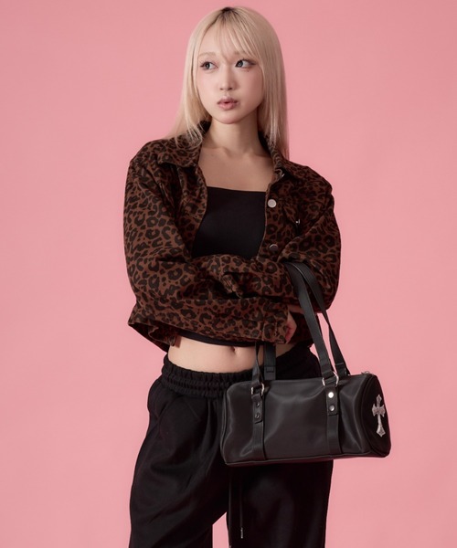 mindseeker girls（マインドシーカーガールズ）の「Leopard Denim Jacket / レオパードショート丈デニムジャケット（デニムジャケット・レディース・ブラウン/カーキ・FREE）」の11枚目の写真