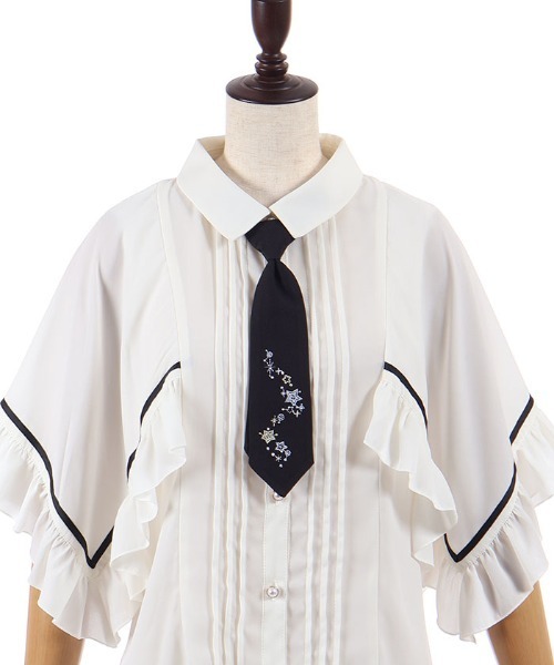 axes femme POETIQUE(アクシーズファムポエティック)の「スパークル刺繍ケープ風BL(シャツ/ブラウス・レディース・ホワイト/ブラック・MEDIUM)」の15枚目の写真