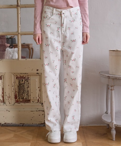 Birthday room(バースデイルーム)の「フラワーコットンパンツ/Floral Cotton Pants(その他パンツ・レディース・ホワイト・FREE)」の9枚目の写真