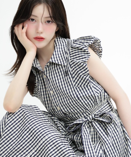 JILL by JILL STUART(ジルバイジルスチュアート)の「袖バルーンシャツワンピース(ワンピース・レディース・ブラック系その他/ブルー系その他/ネイビー・FREE)」の1枚目の写真