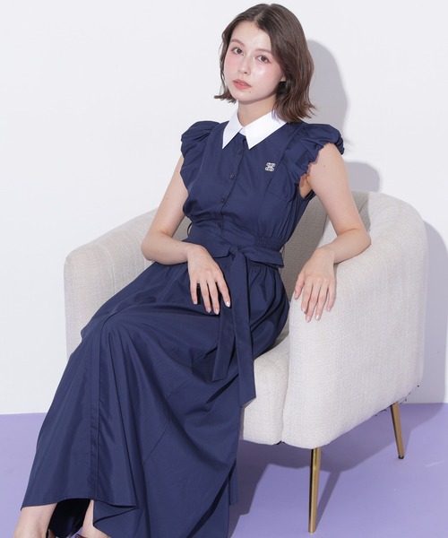 JILL by JILL STUART(ジルバイジルスチュアート)の「袖バルーンシャツワンピース(ワンピース・レディース・ブラック系その他/ブルー系その他/ネイビー・FREE)」の2枚目の写真