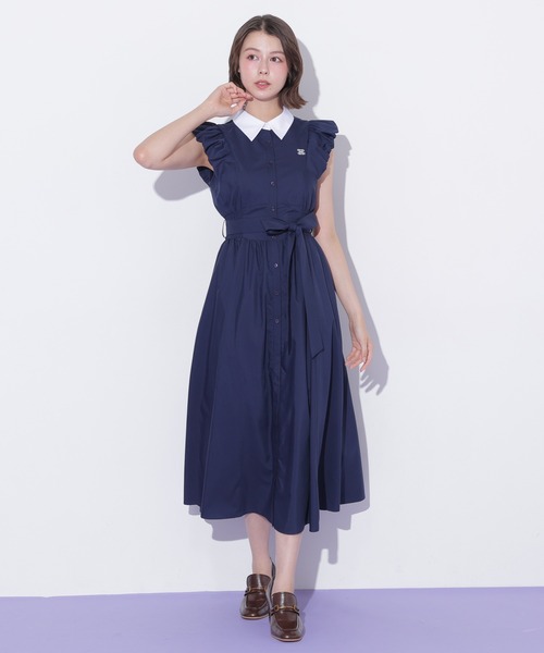 JILL by JILL STUART(ジルバイジルスチュアート)の「袖バルーンシャツワンピース(ワンピース・レディース・ブラック系その他/ブルー系その他/ネイビー・FREE)」の12枚目の写真