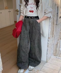 【 MEMECLE / メメクル 】ヴィンテージ風 ワイドデザイン バレル デニムパンツ