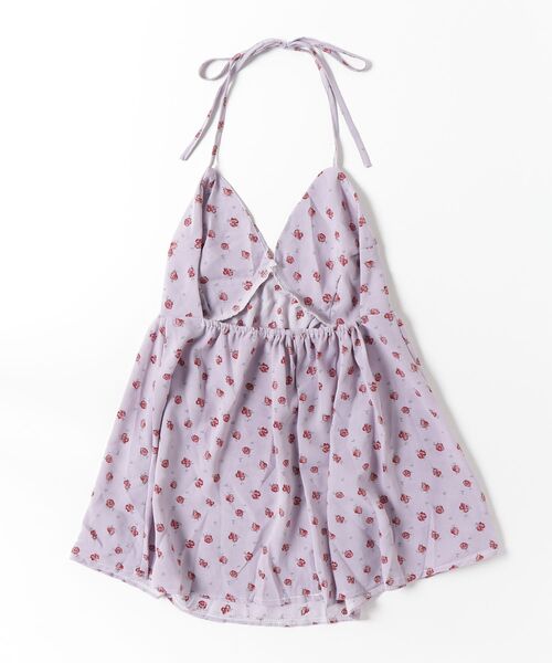 gossip!ロサンゼルス(ゴシップロサンゼルス)の「きゅんとする淡パープル小花柄!ハルタイ紐結びVネックキャミトップス(キャミソール・レディース・ラベンダー・S/M)」の2枚目の写真