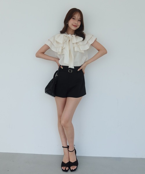 EIMY ISTOIRE(エイミーイストワール)の「E.M RIBBON CAPE BLOUSE(シャツ/ブラウス・レディース・ブラック/ピンクベージュ/ホワイト・F)」の8枚目の写真