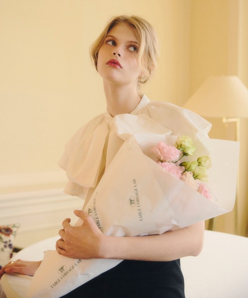 EIMY ISTOIRE(エイミーイストワール)の「E.M RIBBON CAPE BLOUSE(シャツ/ブラウス・レディース・ブラック/ピンクベージュ/ホワイト・F)」の12枚目の写真