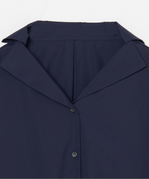 HELIOPOLE（エリオポール）の「WIDE OPEN COLLAR SHIRT / ワイドオープンカラー シャツ（シャツ/ブラウス・レディース・ホワイト/ネイビー・38）」の5枚目の写真