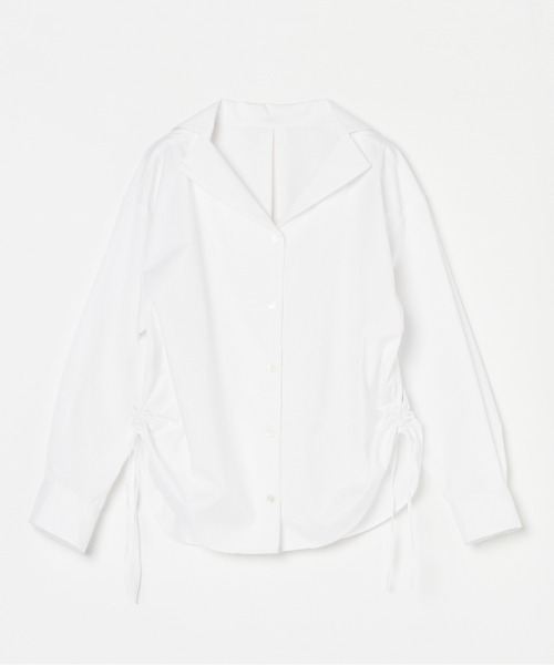 HELIOPOLE（エリオポール）の「WIDE OPEN COLLAR SHIRT / ワイドオープンカラー シャツ（シャツ/ブラウス・レディース・ホワイト/ネイビー・38）」の11枚目の写真
