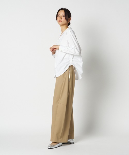 HELIOPOLE（エリオポール）の「WIDE OPEN COLLAR SHIRT / ワイドオープンカラー シャツ（シャツ/ブラウス・レディース・ホワイト/ネイビー・38）」の18枚目の写真