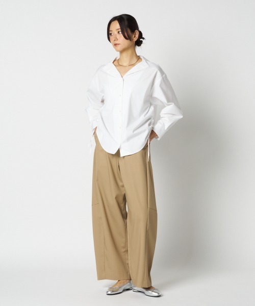 HELIOPOLE（エリオポール）の「WIDE OPEN COLLAR SHIRT / ワイドオープンカラー シャツ（シャツ/ブラウス・レディース・ホワイト/ネイビー・38）」の17枚目の写真