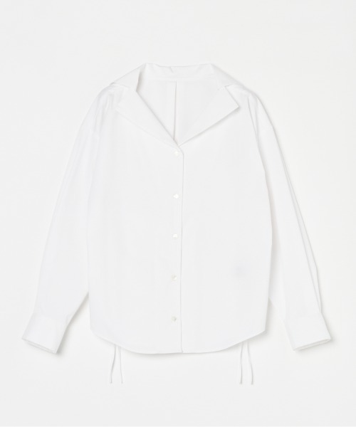 HELIOPOLE（エリオポール）の「WIDE OPEN COLLAR SHIRT / ワイドオープンカラー シャツ（シャツ/ブラウス・レディース・ホワイト/ネイビー・38）」の10枚目の写真