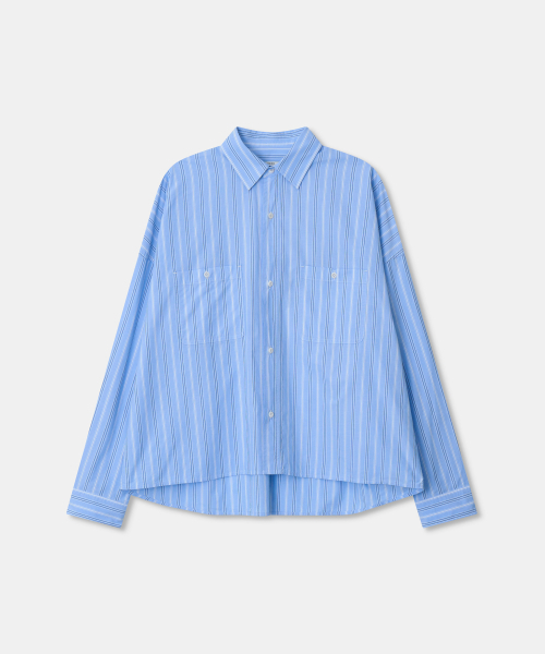 THEENDQUESTION(ジエンドクエスチョン)の「Stripe crop shirt / LIGHT BLUE(シャツ/ブラウス・レディース・その他・FREE)」の1枚目の写真