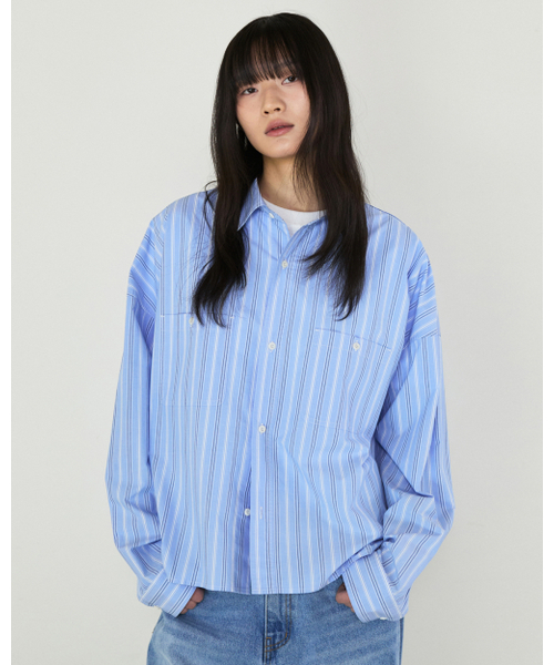 THEENDQUESTION(ジエンドクエスチョン)の「Stripe crop shirt / LIGHT BLUE(シャツ/ブラウス・レディース・その他・FREE)」の3枚目の写真