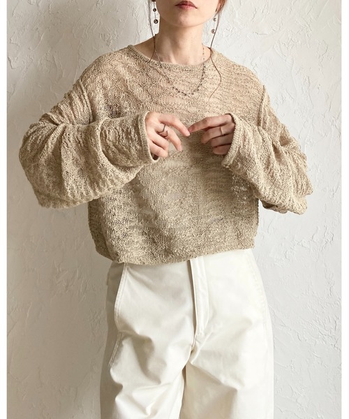 She's Closet(シーズクローゼット)の「オーバーサイズ透かし編み長袖メッシュニットプルオーバー(ニット/セーター・レディース・ベージュ/ブラック/アイボリー・FREE)」の8枚目の写真