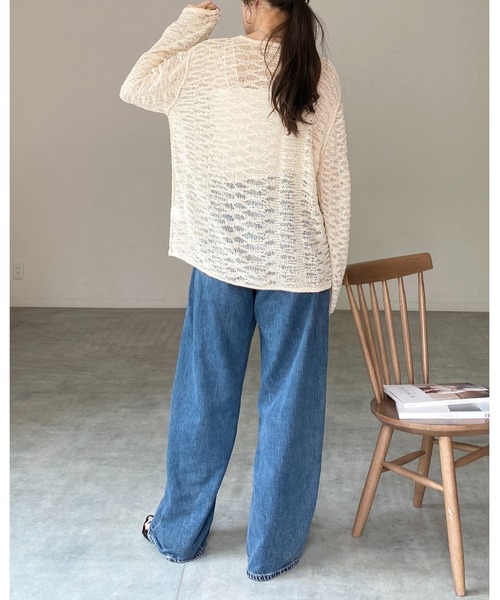 She's Closet(シーズクローゼット)の「オーバーサイズ透かし編み長袖メッシュニットプルオーバー(ニット/セーター・レディース・ベージュ/ブラック/アイボリー・FREE)」の11枚目の写真