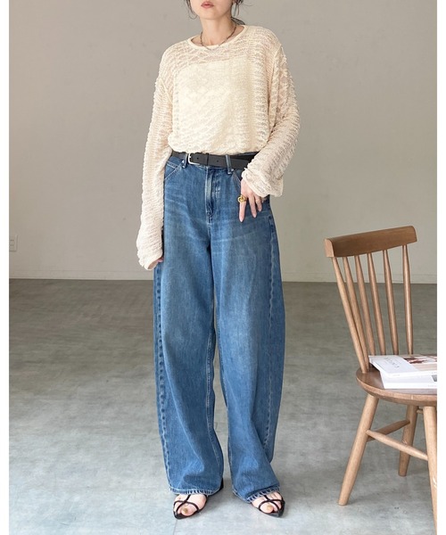 She's Closet(シーズクローゼット)の「オーバーサイズ透かし編み長袖メッシュニットプルオーバー(ニット/セーター・レディース・ベージュ/ブラック/アイボリー・FREE)」の12枚目の写真