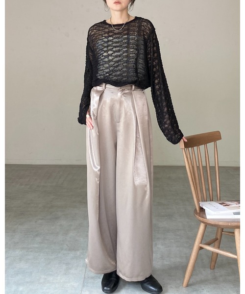 She's Closet(シーズクローゼット)の「オーバーサイズ透かし編み長袖メッシュニットプルオーバー(ニット/セーター・レディース・ベージュ/ブラック/アイボリー・FREE)」の16枚目の写真