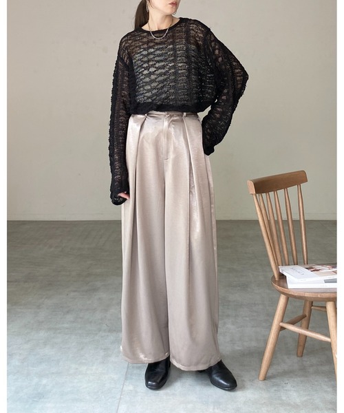 She's Closet(シーズクローゼット)の「オーバーサイズ透かし編み長袖メッシュニットプルオーバー(ニット/セーター・レディース・ベージュ/ブラック/アイボリー・FREE)」の17枚目の写真