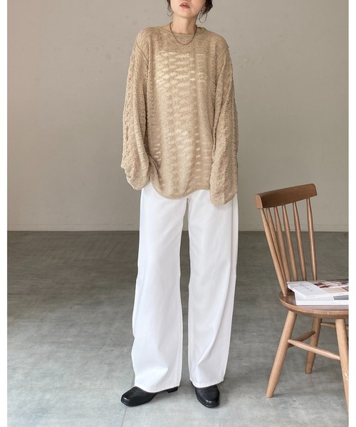 She's Closet(シーズクローゼット)の「オーバーサイズ透かし編み長袖メッシュニットプルオーバー(ニット/セーター・レディース・ベージュ/ブラック/アイボリー・FREE)」の18枚目の写真