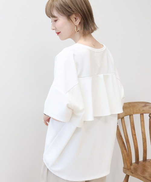 AMERICAN HOLIC(アメリカンホリック)の「【WEB限定】バックフリル半袖プルオーバー(その他トップス・レディース・ネイビー/チャコールグレー/ブラック/オフホワイト/ライトベージュ・M/L)」の2枚目の写真