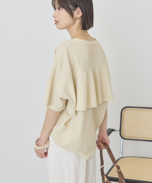 AMERICAN HOLIC(アメリカンホリック)の「【WEB限定】バックフリル半袖プルオーバー(その他トップス・レディース・ネイビー/チャコールグレー/ブラック/オフホワイト/ライトベージュ・M/L)」の1枚目の写真