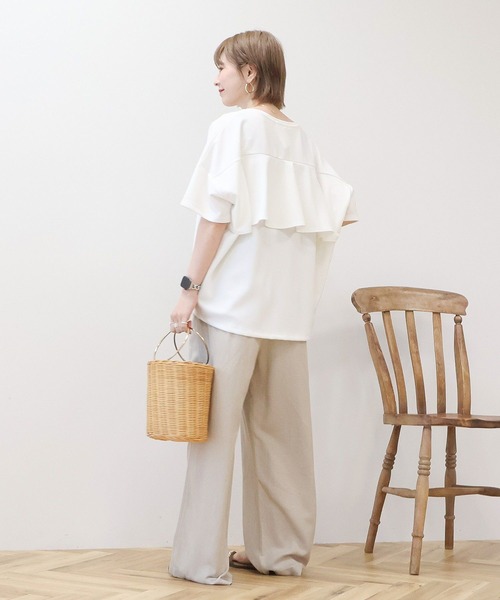 AMERICAN HOLIC(アメリカンホリック)の「【WEB限定】バックフリル半袖プルオーバー(その他トップス・レディース・ネイビー/チャコールグレー/ブラック/オフホワイト/ライトベージュ・M/L)」の9枚目の写真