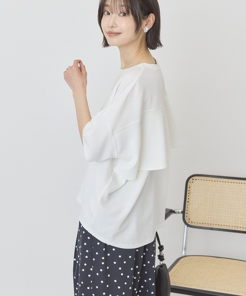 AMERICAN HOLIC(アメリカンホリック)の「【WEB限定】バックフリル半袖プルオーバー(その他トップス・レディース・ネイビー/チャコールグレー/ブラック/オフホワイト/ライトベージュ・M/L)」の12枚目の写真