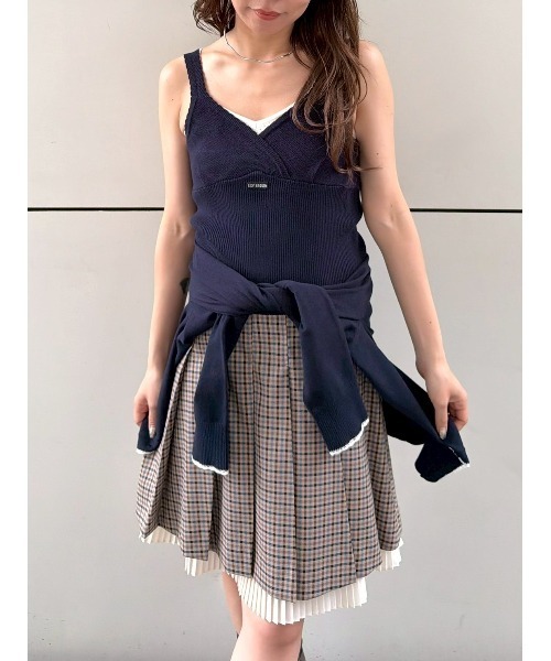 LILY BROWN（リリーブラウン）の「レイヤードニットトップス（ニット/セーター・レディース・グレー/ネイビー/レッド/ドット・F）」の16枚目の写真