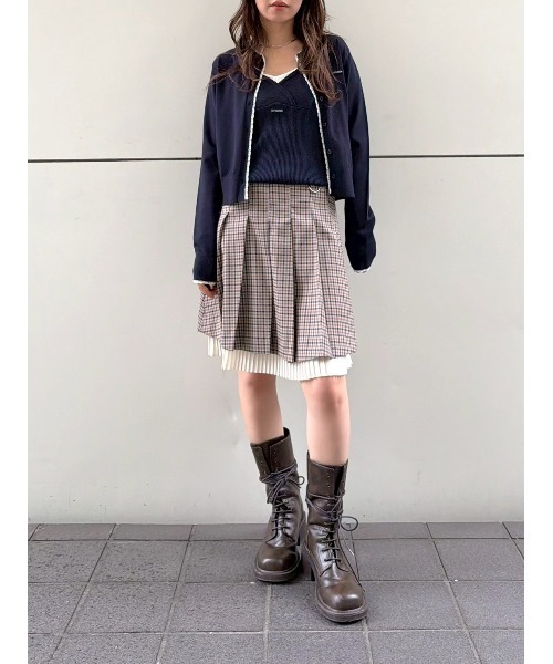 LILY BROWN（リリーブラウン）の「レイヤードニットトップス（ニット/セーター・レディース・グレー/ネイビー/レッド/ドット・F）」の17枚目の写真