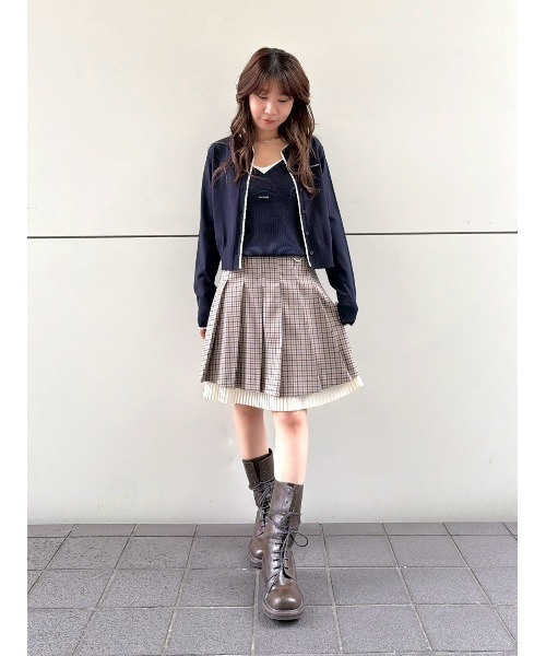 LILY BROWN（リリーブラウン）の「レイヤードニットトップス（ニット/セーター・レディース・グレー/ネイビー/レッド/ドット・F）」の18枚目の写真
