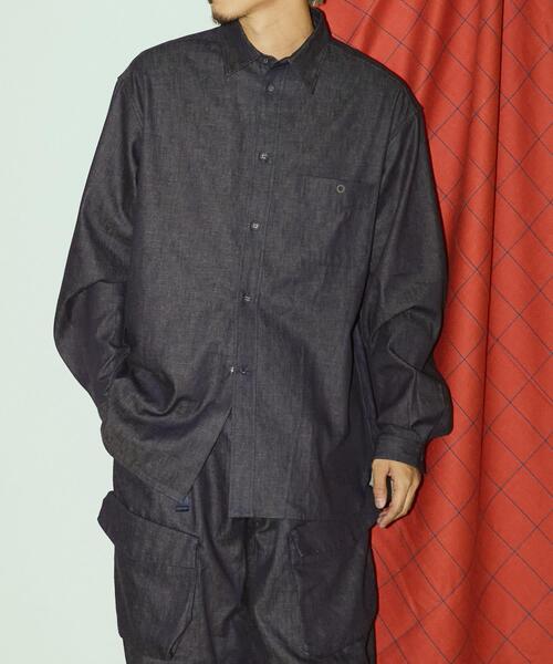 WHITE MOUNTAINEERING(ホワイトマウンテニアリング)の「『別注』White Mountaineering×EKAL MID GUSSET SLEEVE EYELET POCKET SHIRTS(シャツ/ブラウス・メンズ・ブルー・3/2)」の4枚目の写真