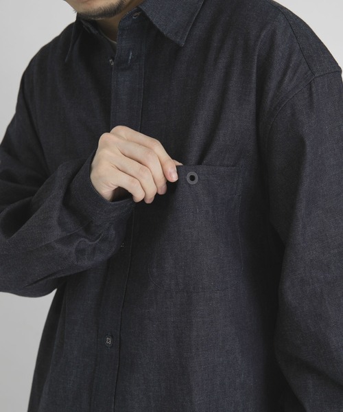 WHITE MOUNTAINEERING(ホワイトマウンテニアリング)の「『別注』White Mountaineering×EKAL MID GUSSET SLEEVE EYELET POCKET SHIRTS(シャツ/ブラウス・メンズ・ブルー・3/2)」の11枚目の写真