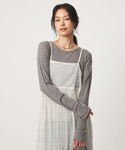 green label relaxing（グリーンレーベルリラクシング）の「［size SHORTあり］テレコ クルーネック プルオーバー（Tシャツ/カットソー・レディース・ブラック/ライトグレー/ダークグレー/オフホワイト/モカ/ベージュ/イエロー/その他1/ダークブラウン・SHORT/FREE）」の5枚目の写真