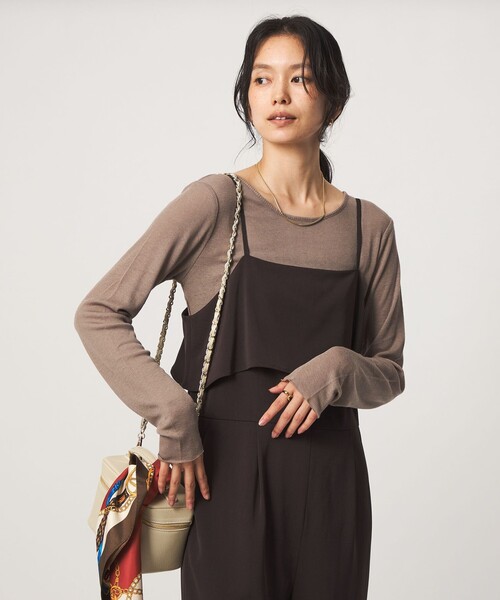 green label relaxing（グリーンレーベルリラクシング）の「［size SHORTあり］テレコ クルーネック プルオーバー（Tシャツ/カットソー・レディース・ブラック/ライトグレー/ダークグレー/オフホワイト/モカ/ベージュ/イエロー/その他1/ダークブラウン・SHORT/FREE）」の7枚目の写真